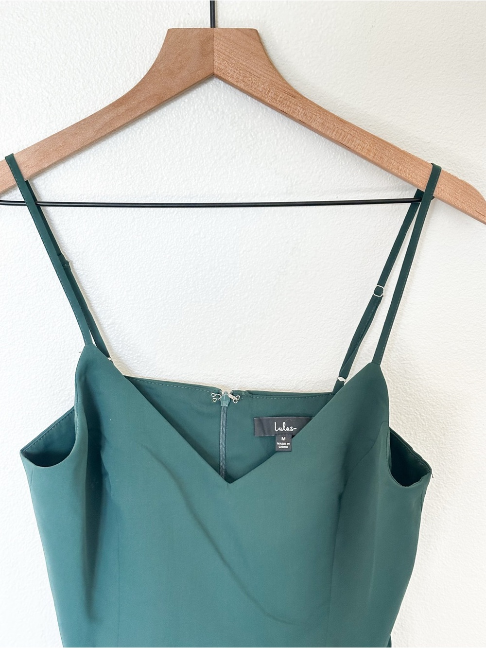 NWT Lulus Elegant Forest Green Formsl Spaghetti Strap Dress - Picture 4 of 4